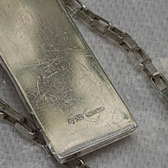 Authentic Gucci 925 Silver Bar Pendant Necklace W/ Dust Bag - Picture 14 of 15